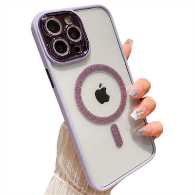 Apple phone case dristributors wholesale glitter silicone iPhone 15 MagSafe case