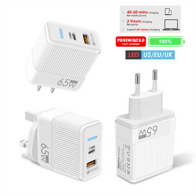 Apple ipad charger solution dual USB wall charger 65W fast charging adapter