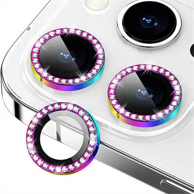 Lens protector factories iPhone 15 diamond camera tempered glass colorful