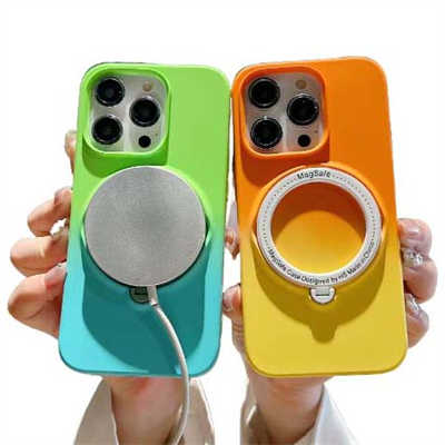 iPhone 15 gradient color silicone case with magsafe holder aesthetic phone cover
