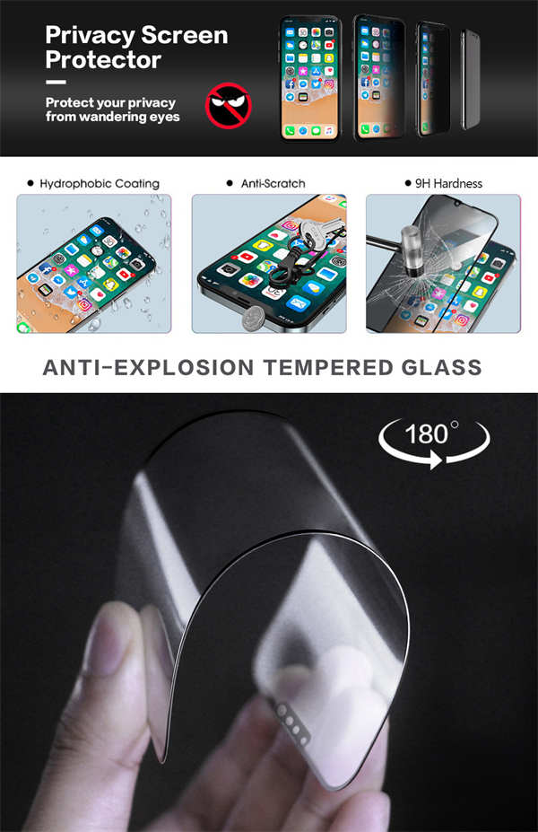 Protecteur d'écran en Céramic Fumee Anti Espion pour iPhone 13 PRO